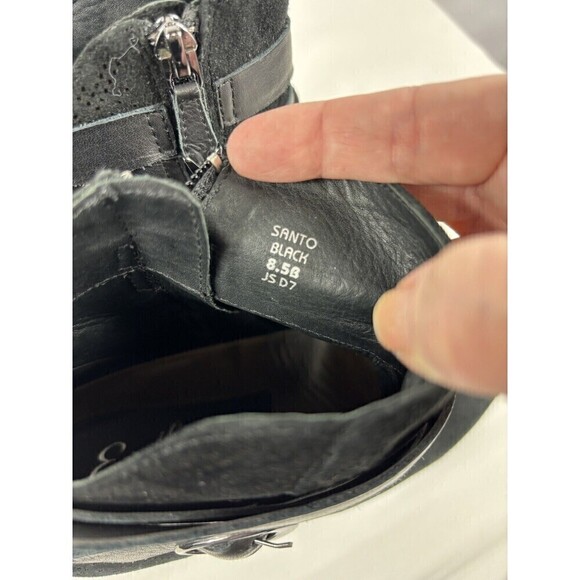 Earthies Santo Peeptoe Booties Boots Black Suede 8.5 B Ankle Zip Arch Support - Picture 9 of 12